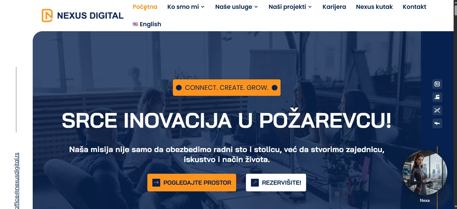 Snimak ekrana sajta Nexus Digital